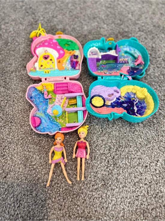 polly pocket Other - Polly Pocket Otter Aquarium Compact Set & Unicorn Forest Compact Set & 2 Polly’s
